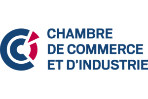 Logo CHAMBRE DE COMMERCE ET D'INDUSTRIE bleu et rose
