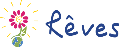 Logo association REVES bleu et multicolore