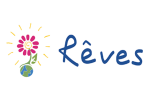 Logo association REVES bleu et multicolore